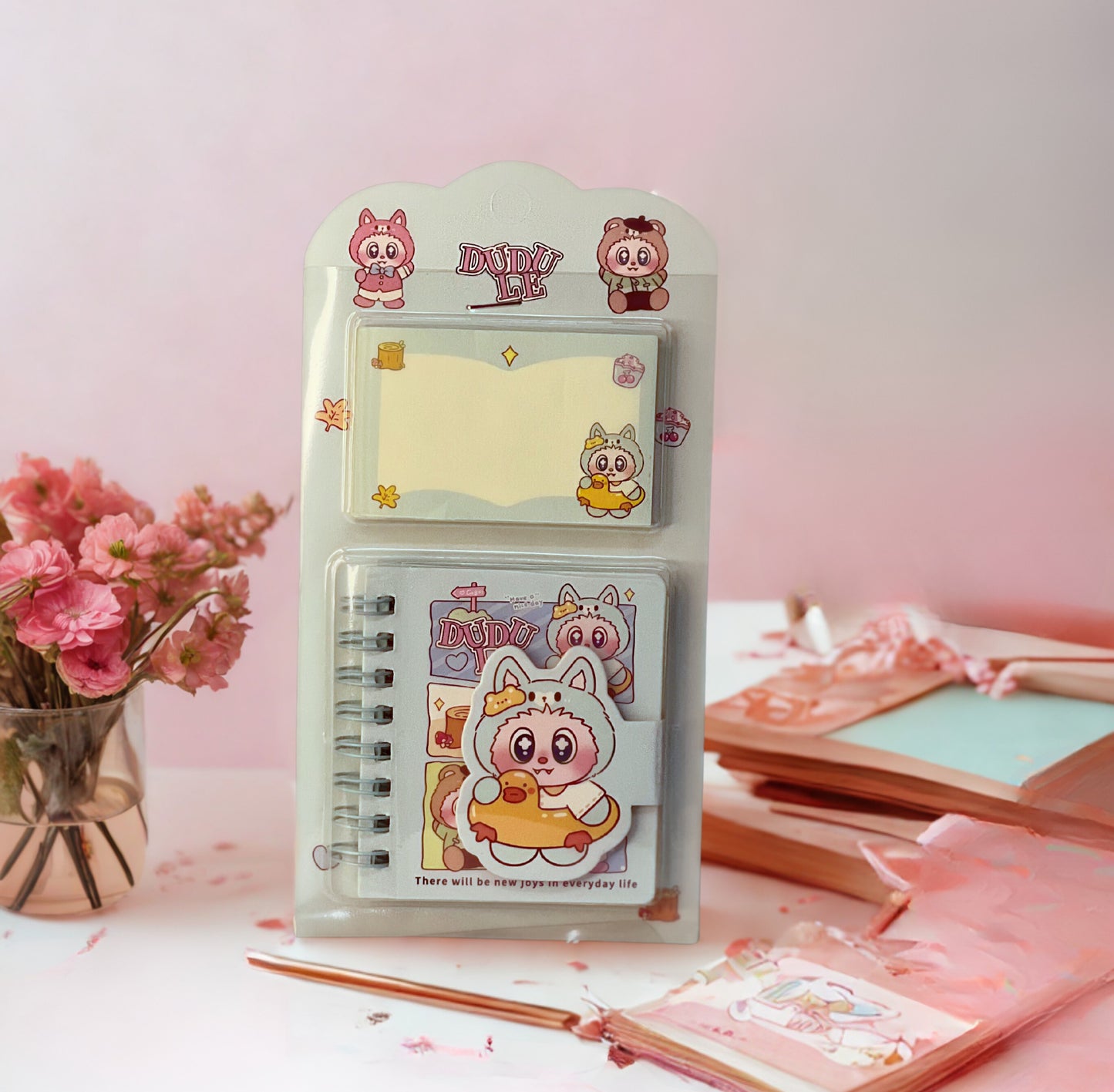 Blue Baby Labubu - Memo Pad & Mini Notebook Set