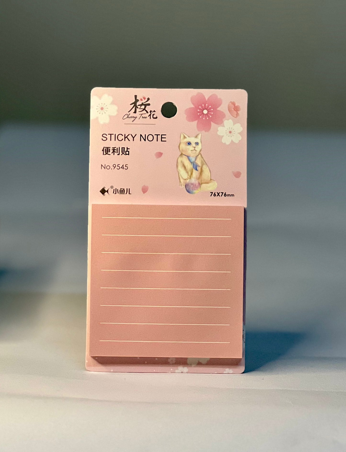 Cherry Blossom Cat Sticky Notes - Warm Pink