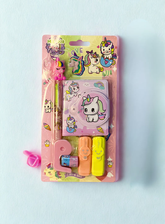Pink Unicorn To-Do Stationery Set – 7 Pcs