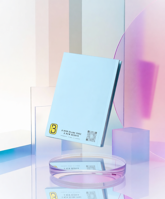 Pastel Blue Blank Notebook + stickers pack + Sleeve