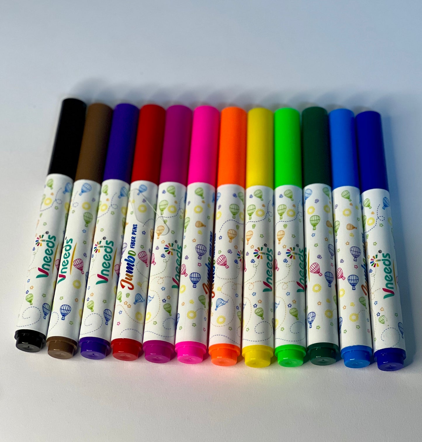 Vneeds Jumbo Washable Fiber Pens – 12 Colors