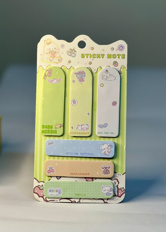 Bear & Rabbit Sticky Notes – Green
