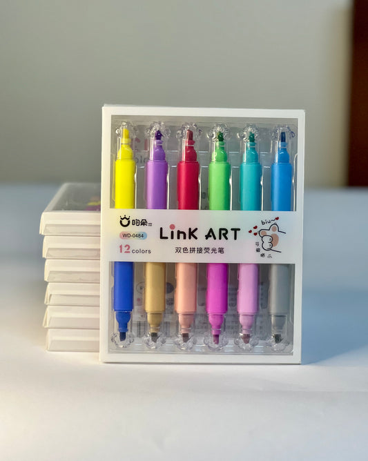 Link Art Dual-Tip Highlighters – 12 Colors