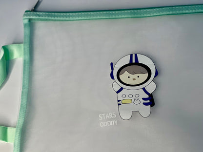 Stars Mesh Document Bag – Mint Green Trim