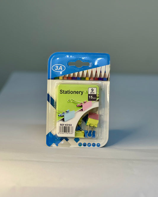 Mini Pastel Binder Clips – 9 pcs (15mm)