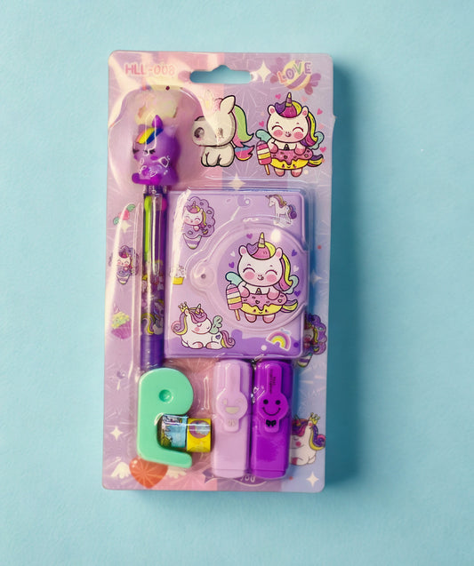 Purple Unicorn To-Do Stationery Set – 7 Pcs