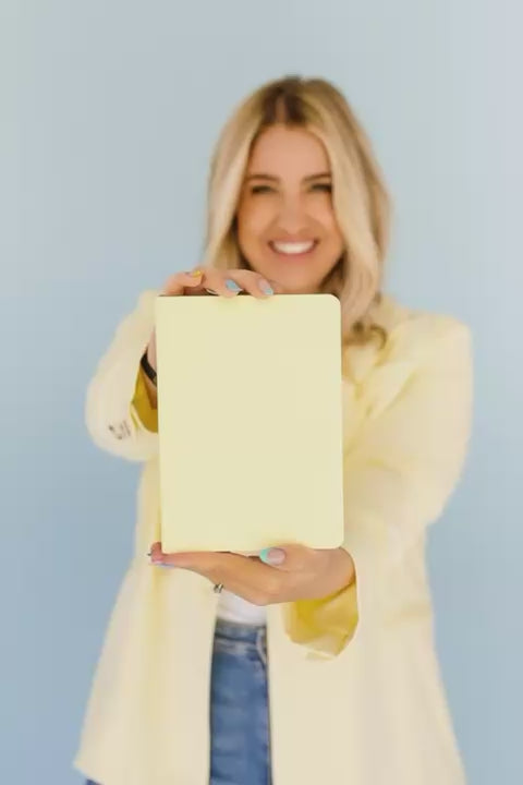 Pastel Yellow Blank Notebook + stickers pack + Sleeve